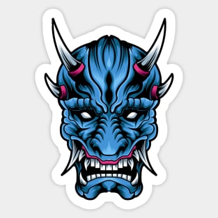 Illustrated Blue Oni Demon Sticker
